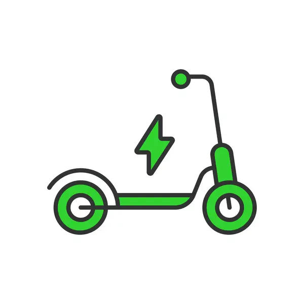Línea Scooter Eléctrico Icono Verde Ilustración Diseño Simple Elemento Vector — Vector de stock