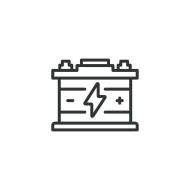 Araba aküsü çizgisi simgesi. Otomatik toplayıcı simgesi. Asit pili. Düzenlenebilir felç. Vektör çizimi izole edildi