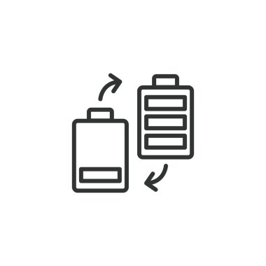 Batarya hattı ikonu şarj ediliyor. Şarj et, pil, enerji, güç, şarj. Beyaz arkaplanda vektör çizimi izole edildi. Düzenlenebilir vuruş