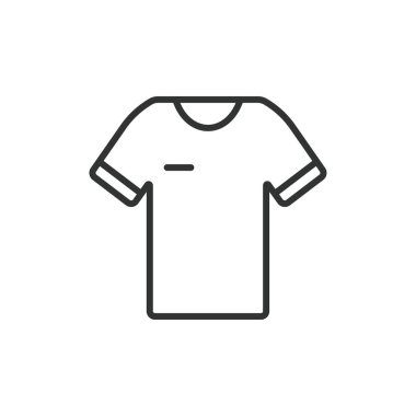 Tişört simgesi çizimi. Tişört, ikon, pamuk, erkek gömleği, günlük kıyafet, kıyafet vektör çizimleri. Tişört illüstrasyon düzenlenebilir vuruş simgesi