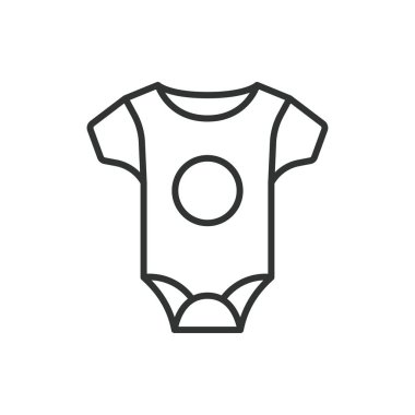 Bebek tulumu dizaynı. Vücut giysisi, siluet, bebek, çocuklar, giyin, ikon vektör çizimi. Bebek tulumu, düzenlenebilir vuruş simgesi