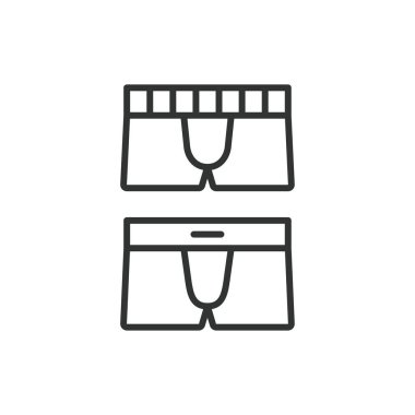 Boxer kısa hat tasarımı. Vücut giysisi, siluet, bebek, çocuklar, giyin, ikon vektör çizimi. Boksörler kısa düzenlenebilir vuruş simgesi