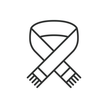 Eşarp simgesi çizimi. Çizgi, kumaş, vektör, sıcak, yün, kış, sonbahar, mevsim yumuşak ikon vektör çizimleri Eşarp düzenlenebilir vuruş simgesi