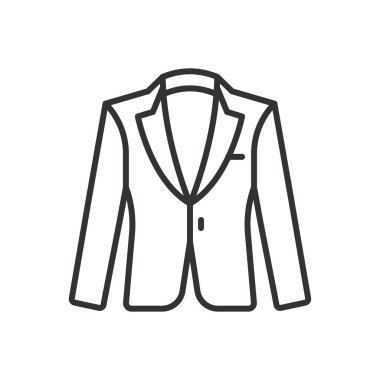 Takım elbise simgesi çizimi. Smokin, erkek, iş adamı, erkek, ofis, çizgi, müdür, vektör, gömlek işadamı illüstrasyonları Takım illüstrasyon düzenlenebilir vuruş simgesi