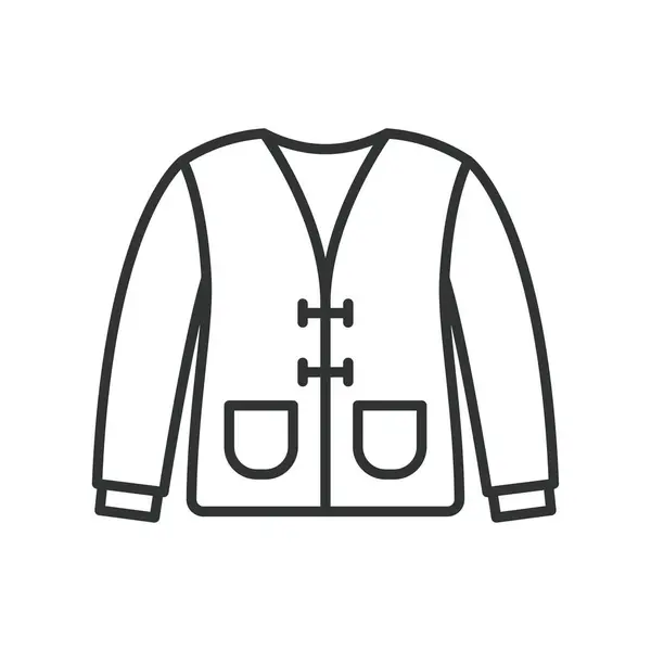 Design Linha Cardigan Cardy Cardie Bolso Manga Tecido Jaqueta Vestuário — Vetor de Stock