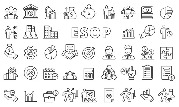 Esop Icon Set Line Design Employee Ownership Stock Plan Icon — Stock Vector