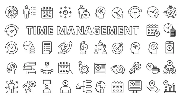 Time Management Icon Set Line Design Time Manager Icon Development — Stock Vector