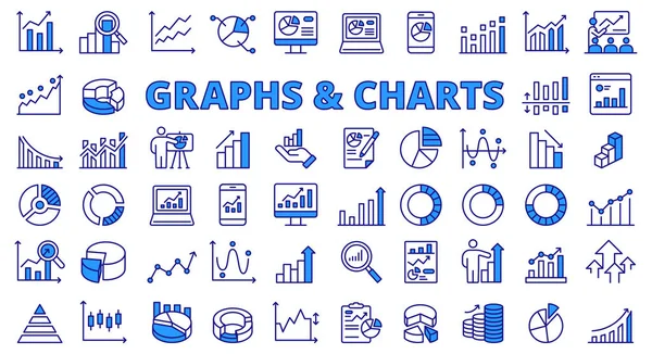 Graphs Charts Icon Line Design Blue Business Graph Chart Data — Stock Vector