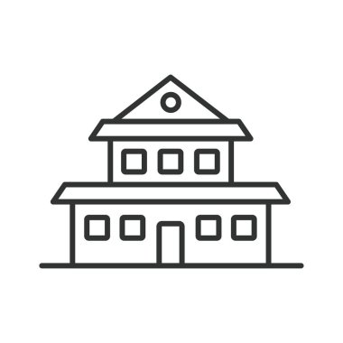 Villa simge çizgisi tasarımı. Konut, Ev, Emlak, Malikane, Lüks, Mimarlık, Ev vektör illüstrasyonu Villa düzenlenebilir vuruş simgesi