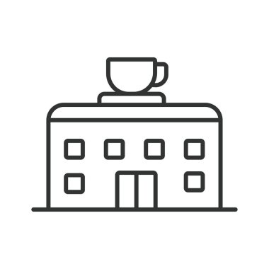 Kahve dükkanı ikon çizgisi tasarımı. Kahve, espresso, latte, cappuccino, kahve fincanı çizimi. Kahve dükkanının değiştirilebilir vuruş simgesi