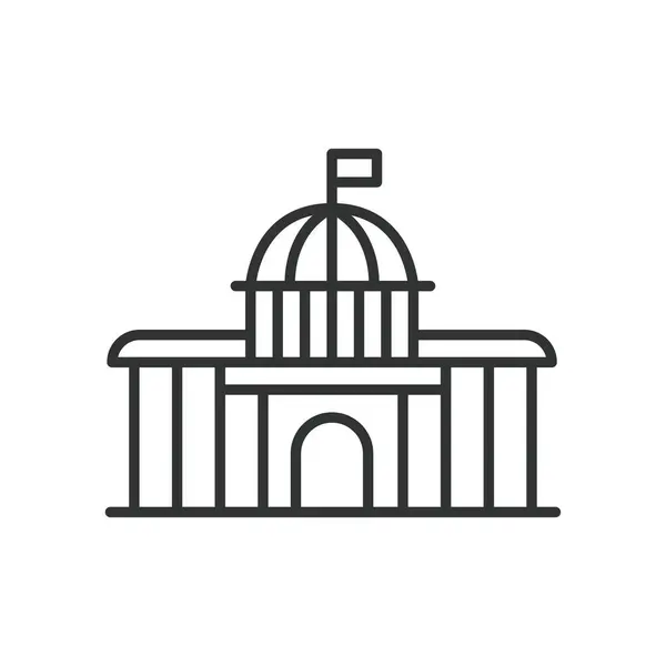Government Building Icon Line Design Capitol Architecture City Hall Municipal — Stock Vector
