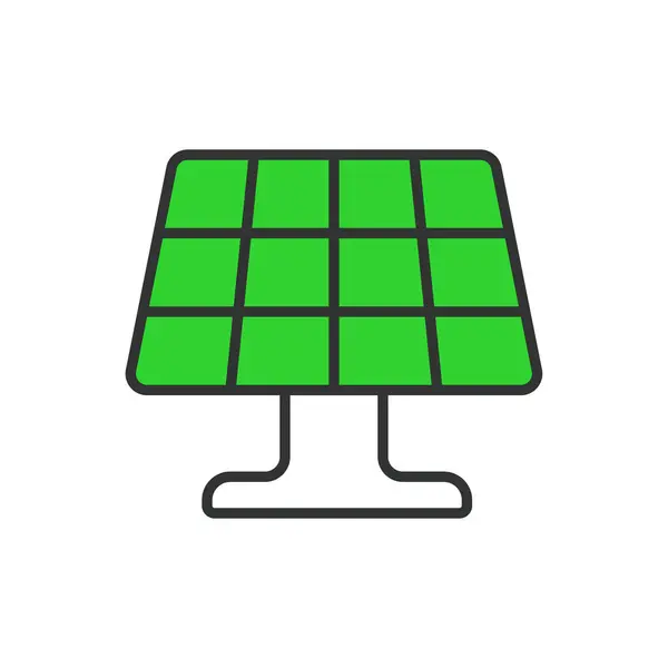 Icona Pannello Solare Linea Design Verde Pannello Sole Energia Rinnovabili — Vettoriale Stock