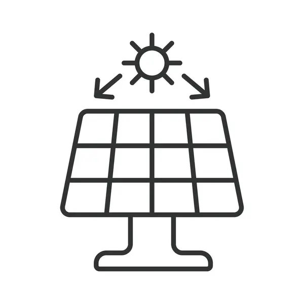 Painel Solar Com Ícone Sol Design Linha Painel Sol Energia — Vetor de Stock