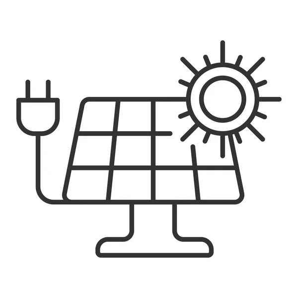 Pannello Solare Con Icona Sole Spina Nel Design Linea Pannello — Vettoriale Stock