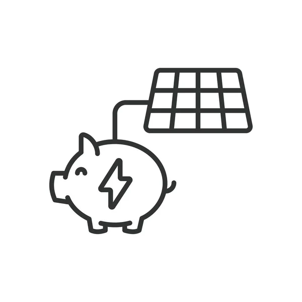 Salvar Ícone Energia Solar Projeto Linha Poupança Solar Energia Banco — Vetor de Stock