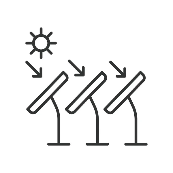 Ikona Słońca Panelu Słonecznego Projekcie Linii Słońce Słońce Panel Energia — Wektor stockowy