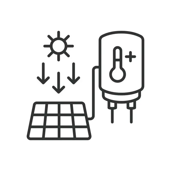 Solární Energie Varu Vodní Ikona Provedení Linky Solární Napájecí Vroucí — Stockový vektor