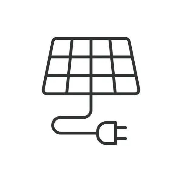 Солнечная Панель Подключения Значок Линейном Дизайне Солнечная Панель Подключение Подключение — стоковый вектор