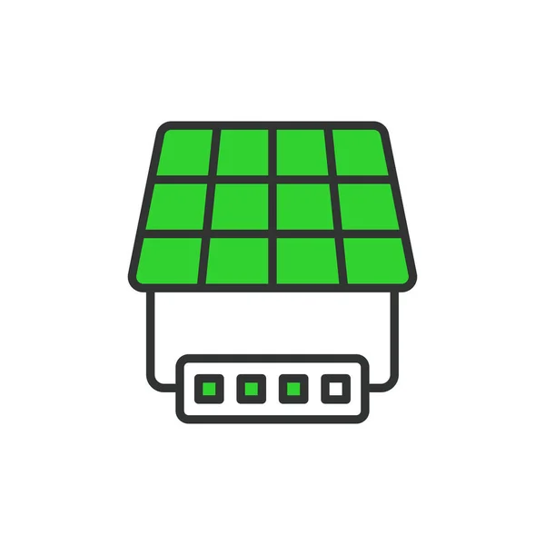 Icono Del Inversor Solar Diseño Línea Verde Inversor Solar Energía — Vector de stock