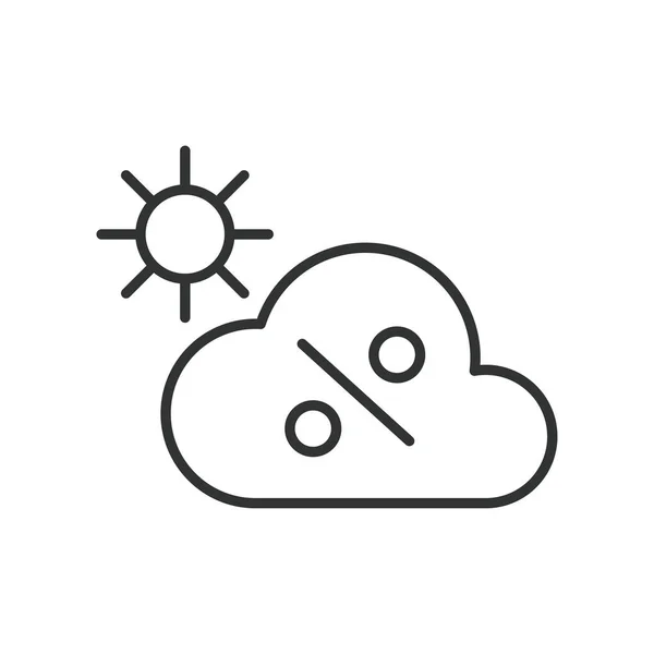 Cloud Percentage Zonnepanelen Icoon Lijn Ontwerp Wolk Percentage Zonne Energie — Stockvector