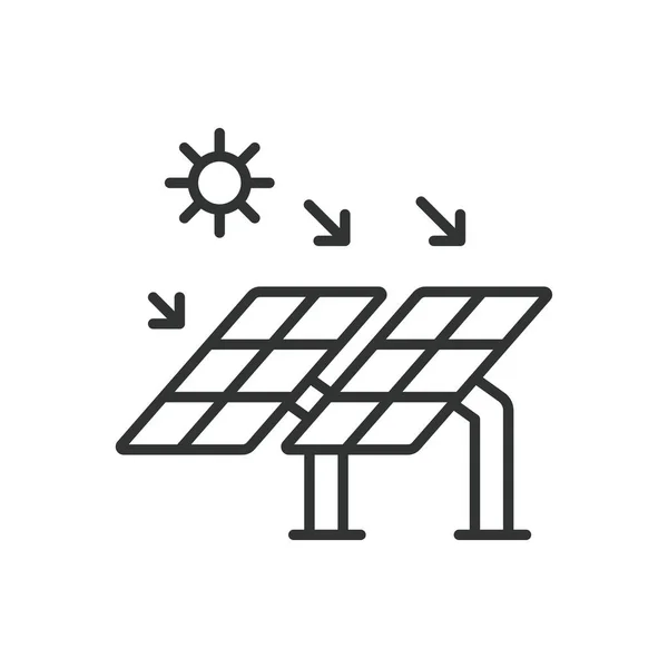 Pannello Solare Con Icona Del Sole Linea Progettazione Pannello Sole — Vettoriale Stock