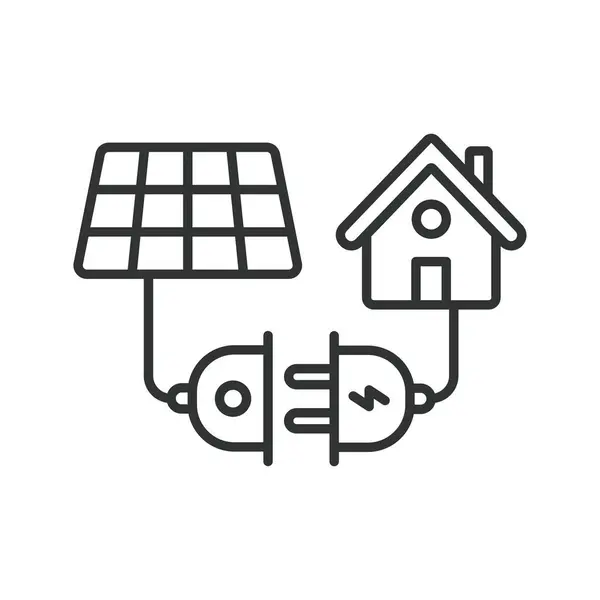 Solar System Connecting House Icon Line Design System Connecting House — Stock Vector