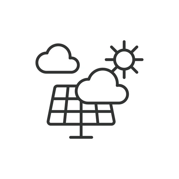 Zonnepanelen Wolk Weer Pictogram Lijn Ontwerp Groen Zonne Energie Panelen — Stockvector