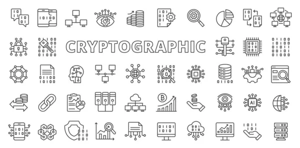 Криптографические Технологии Линейном Дизайне Криптография Шифрование Безопасность Криптография Код Бизнес — стоковый вектор