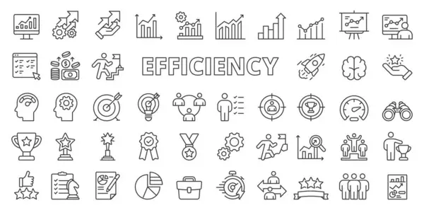 Значки Эффективности Линейном Дизайне Эффективность Производительность Оптимизация Производительность Эффективность Бизнес — стоковый вектор