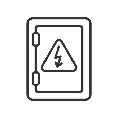 Sigorta kutusu, sıra dizaynında. Sigorta kutusu, elektrik devresi, elektrik şalteri beyaz arka plan vektöründe. Sigorta kutusu düzenlenebilir vuruş simgesi
