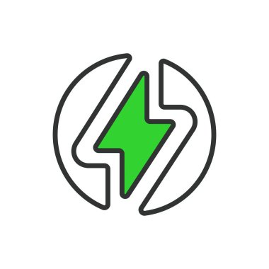 Flaş, hat tasarımında, yeşil. Işık, ışık, hız, beyaz arka plan vektöründe fotoğraf. Flaş düzenlenebilir vuruş simgesi