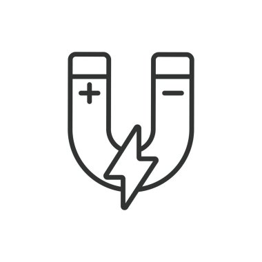 Mıknatıs, sıra dizilimi. Mıknatıs, manyetik, çekim gücü, beyaz arka plan vektörü alanı. Düzenlenebilir mıknatıs vuruş simgesi