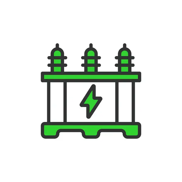 Трансформатор Линейном Исполнении Зеленый Электрический Силовой Трансформатор Напряжение Распределительный Трансформатор Стоковый вектор