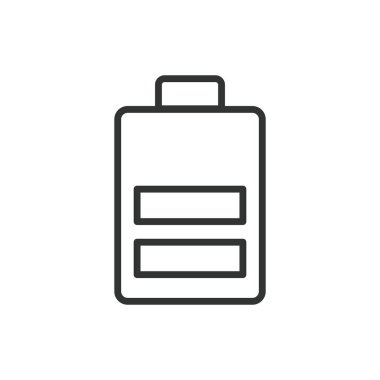 Pil seviyesi sabit, sıra dizaynında. Pil, Seviye, Sıkışma, Şarj, Güç, Enerji, Beyaz arkaplan vektöründe Simge. Pil düzeyi düzenlenebilir vuruş simgesi