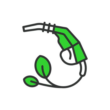 Yeşil yakıt, hat tasarımında, yeşil. Yeşil, yakıt, enerji, yenilenebilir, çevre dostu, sürdürülebilir, beyaz arka plan vektöründe biyoyakıt. Yeşil yakıt düzenlenebilir vuruş simgesi