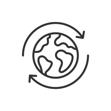 Dünya 'yı yenile, sıra dizaynında. Yenileme, toprak, yeşil, geri dönüşüm, sürdürülebilirlik, çevre, beyaz arkaplan vektöründe doğa Dünya düzenlenebilir vuruş simgesini yenile