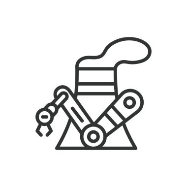 Nükleer enerji için robot dizaynı. Robotlar, Nükleer, Enerji, Enerji, Otomasyon, Reaktör, beyaz arka plan vektörü. Nükleer enerji için robotlar düzenlenebilir vuruş simgesi