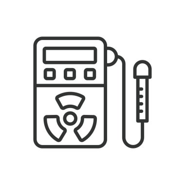 Radyasyon dozimetresi, sıra dizaynında, yeşil. Radyasyon, Dozimetre, Ölçüm, Güvenlik, Aygıt, Monitör, Nükleer beyaz arkaplan vektörü Radyasyon Dozimetre düzenlenebilir vuruş simgesi