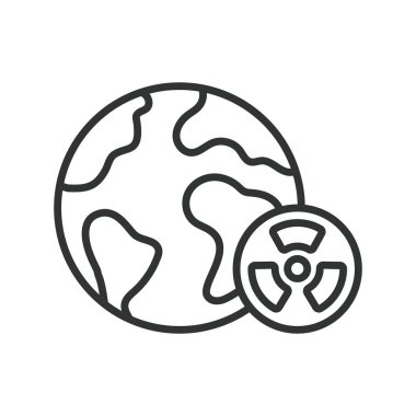 Dünya radyasyonu, sıra dizaynında. Radyasyon, Dünya, Nükleer, Küresel, Tehlike, Güvenlik, Beyaz arkaplan vektöründe Radyoaktif Dünya Radyasyon Darbe ikonu