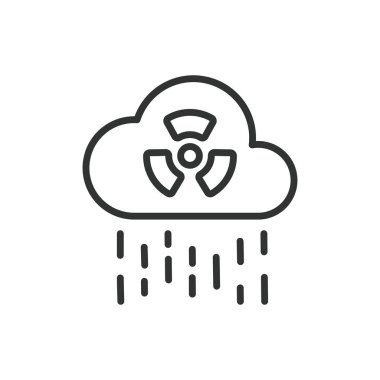 Radyoaktif serpinti, asit yağmuru, sıra dizaynı. Radyoaktif, Radyoaktif, Radyoaktif, Radyoaktif, Radyoaktif, beyaz arka plan vektörü. Radyoaktif serpinti, asit yağmuru düzenlenebilir vuruş simgesi