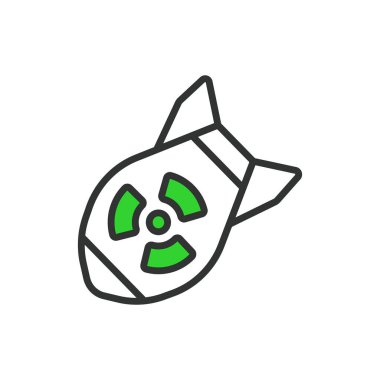 Nükleer silahlar, hat dizaynı, yeşil. Nükleer, Silah, Bomba, Füze, Patlama, Savaş Başlığı, Nükleer silah düzenlenebilir beyaz arka plan vektörü Atom Atomisi