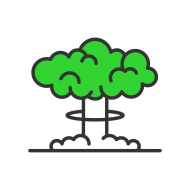 Nükleer patlama, hat dizaynı, yeşil. Nükleer, Patlama, Patlama, Bomba, Patlama, Radyasyon, Mantar beyaz arka plan vektörü Nükleer patlama düzenlenebilir vuruş simgesi