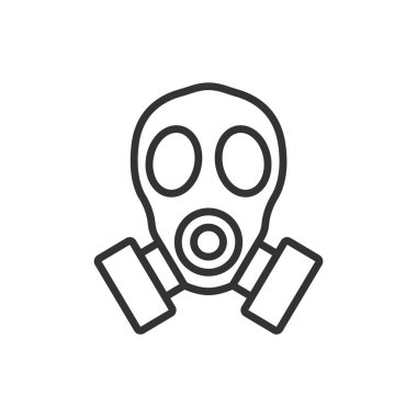 Gaz maskesi, sıra dizaynında. Gaz, Maske, Koruma, Güvenlik, Solunum, Kimyasal, Tehlike beyaz arkaplan vektörü Gaz maskesi düzenlenebilir vuruş simgesi