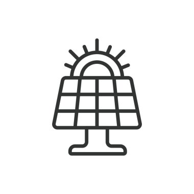 Güneş paneli, sıra dizaynında. Güneş paneli, enerji, yenilenebilir enerji, güç, yeşil, beyaz arkaplan vektörü üzerinde elektrik, düzenlenebilir güneş paneli vuruş simgesi