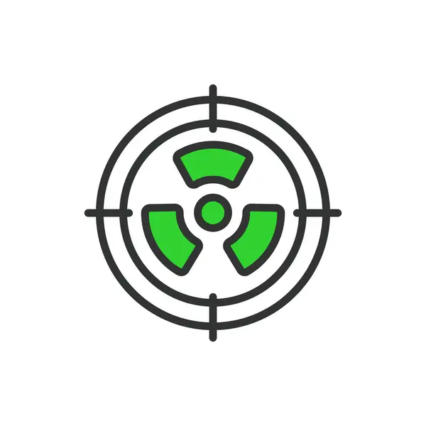 stock vector Radiation target, in line design, green. Radiation, Target, Hazard, Radioactive, Nuclear, Danger, Contamination on white background vector Radiation target editable stroke icon