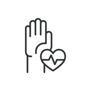 Bilek nabzı, sıra dizaynında. Bilek nabzı, kalp atış hızı, izleme, nabız kontrolü, sağlık, form, beyaz arka plan vektöründe bilek. Bilek darbesi düzenlenebilir vuruş simgesi