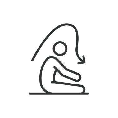 Gerinme, sıra dizaynında. Esneme, esneklik, ısınma, gerinme, yoga, hareketlilik, beyaz arkaplan vektöründe esneme simgesi. Düzenlenebilir vuruş simgesi geriliyor