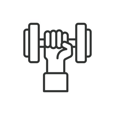 Fiziksel refah, sıra dizaynında. Fiziksel refah, sağlık, zindelik, zindelik, güç, egzersiz, beyaz arka plan vektörü üzerindeki refah. Fiziksel refah düzenlenebilir vuruş simgesi