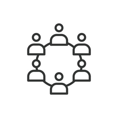 Çizgi dizaynında sosyal bağlılık. Sosyal bağlılık, topluluk, ilişkiler, aidiyet, beyaz arka plan vektörü. Sosyal bağlantı düzenlenebilir vuruş simgesi