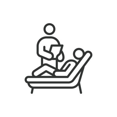 Psikanaliz, sıra dizaynında. Psikanaliz, terapi, psikolog, ruh sağlığı, Freud, bilinçdışı, beyaz arka plan vektörü psikanaliz, düzenlenebilir vuruş ikonu üzerine psikoterapi